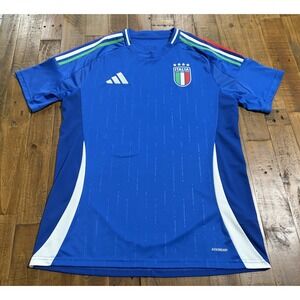 Adidas Italy National Team Soccer Jersey Blue Aeroready Slim Fit Men's L FIGC